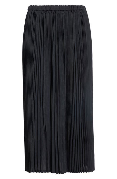 Pinstripe Pleated Midi Skirt