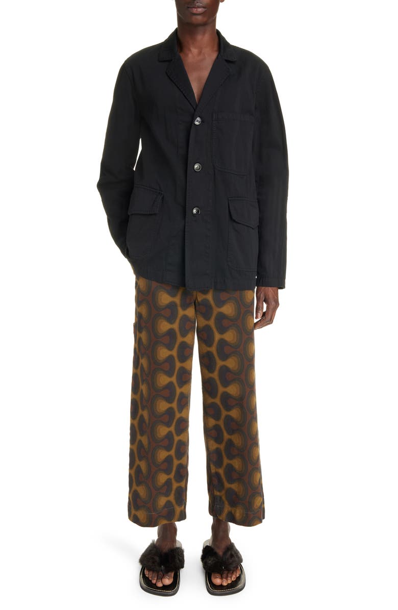 Dries Van Noten Pip Wave Print Nonstretch Denim Straight Leg Jeans, Alternate, color,