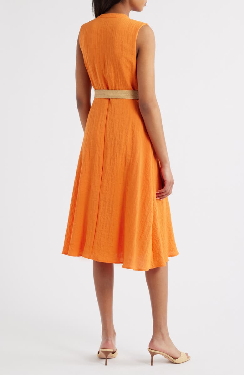 Sam Edelman Ruffle Trim Sleeveless Midi Dress, Alternate, color, Orange