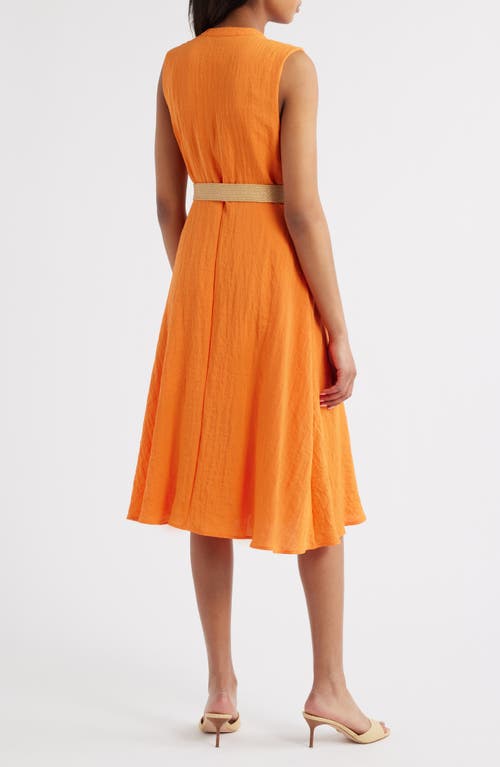 Sam Edelman Ruffle Trim Sleeveless Midi Dress In Orange
