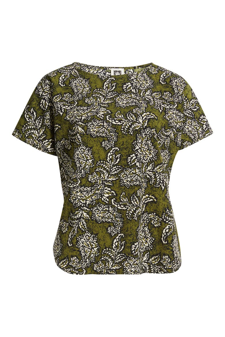 Paisley Print Short Sleeve Top, Alternate, color, BAY LEAF MULTI