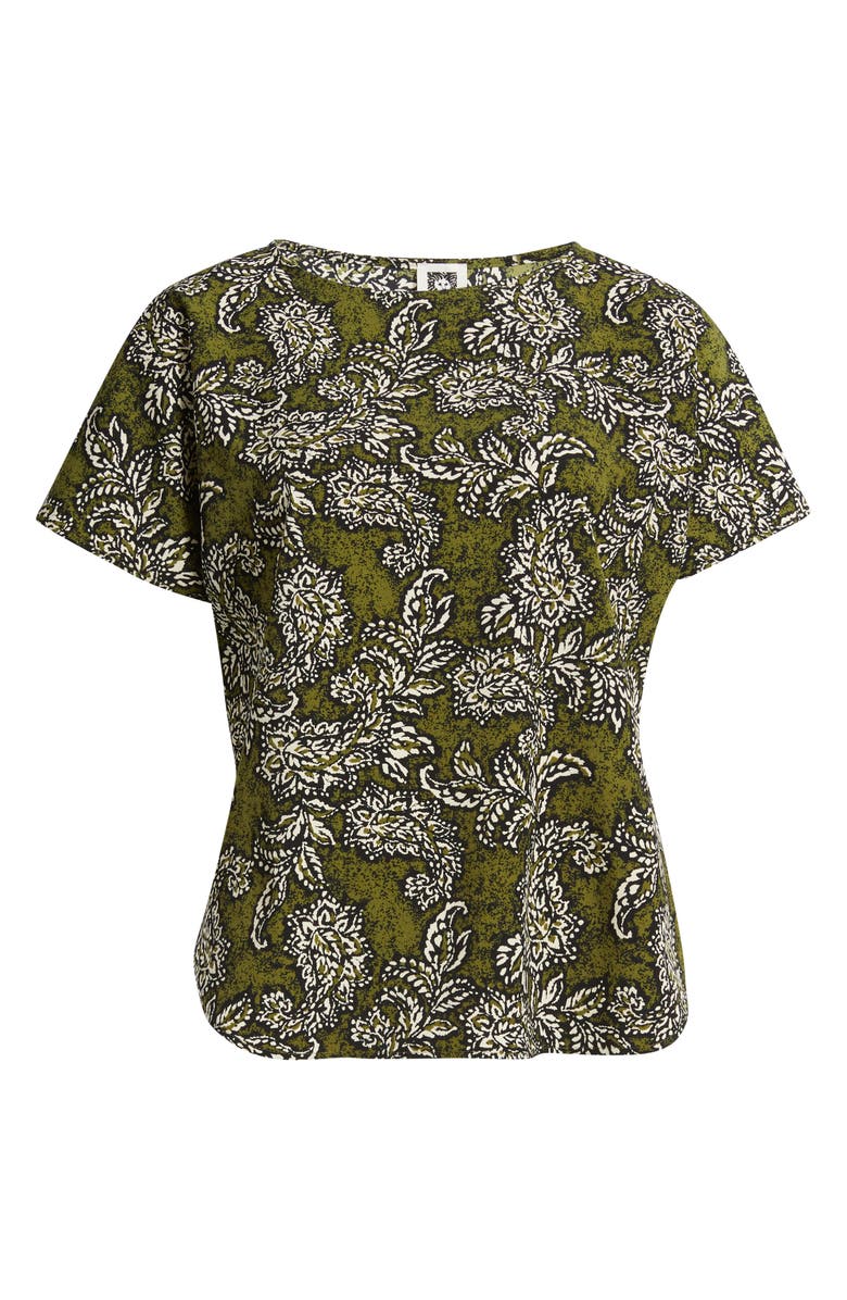 Anne Klein Paisley Print Short Sleeve Top, Alternate, color, Bay Leaf Multi