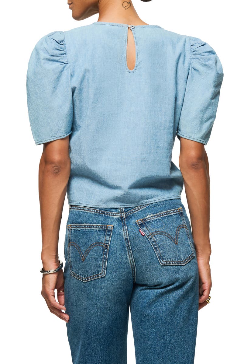 Nation LTD Cecily Center Ruched Organic Cotton Top, Alternate, color, Blue Chambray Faded Blue