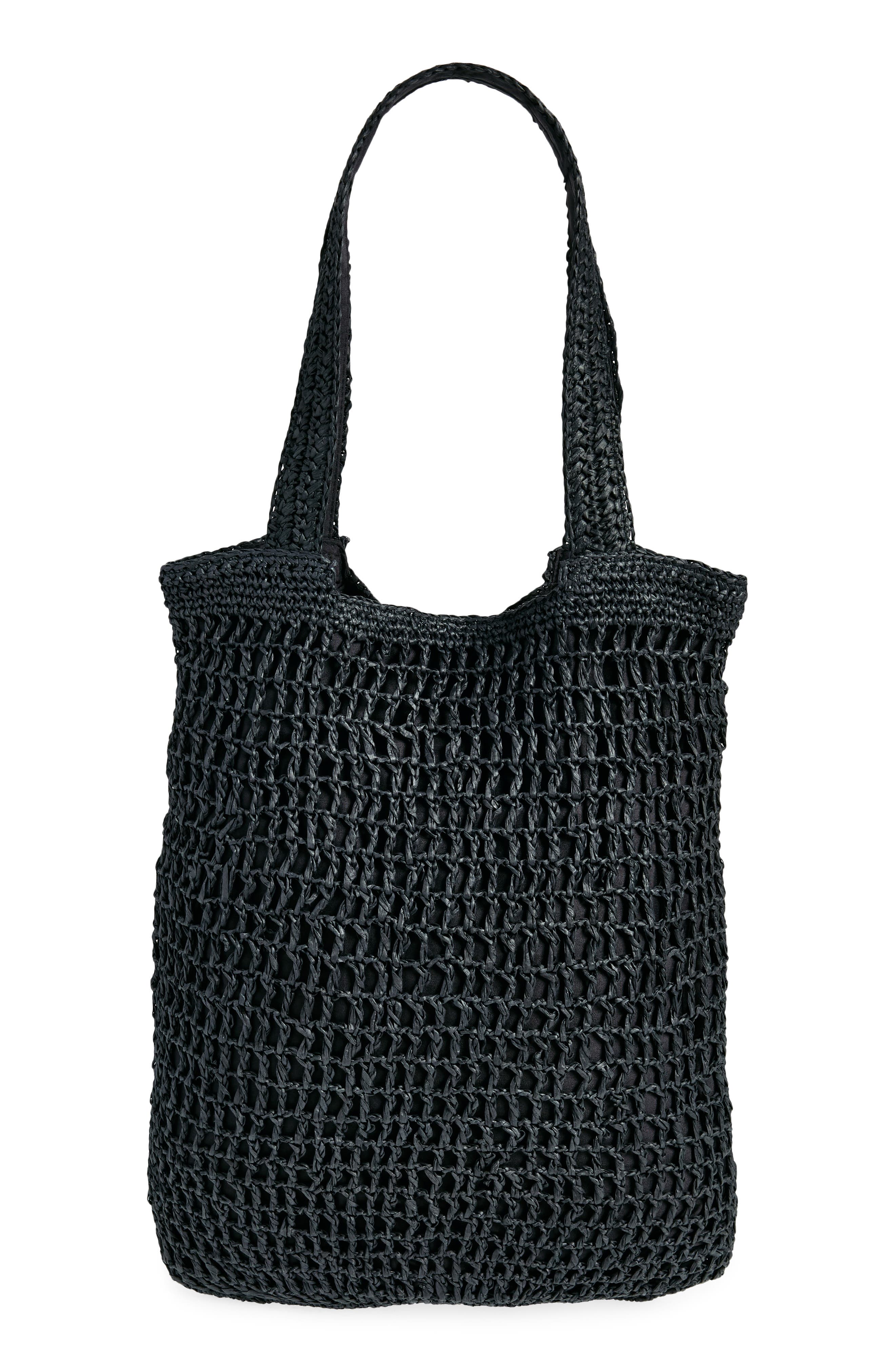 Collection XIIX Straw Tote Bag, Alternate, color, Black