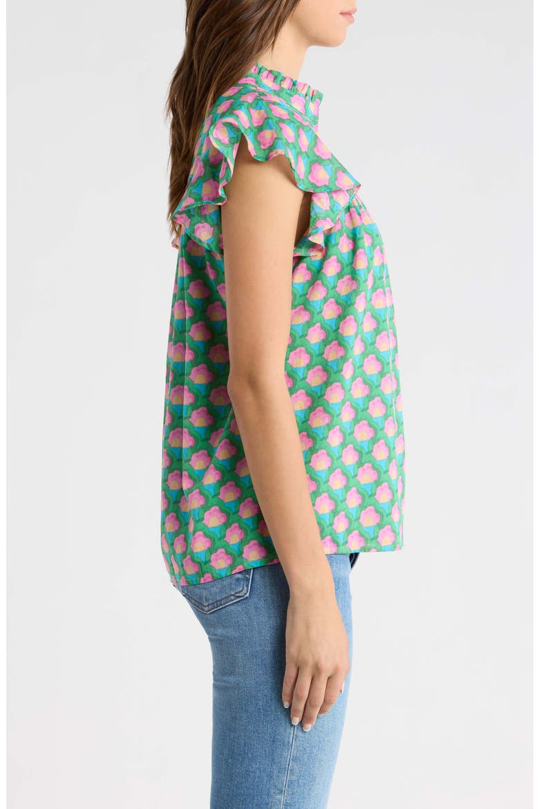 Cindi Cotton Ruffle Top, Alternate, color, GREEN PINK