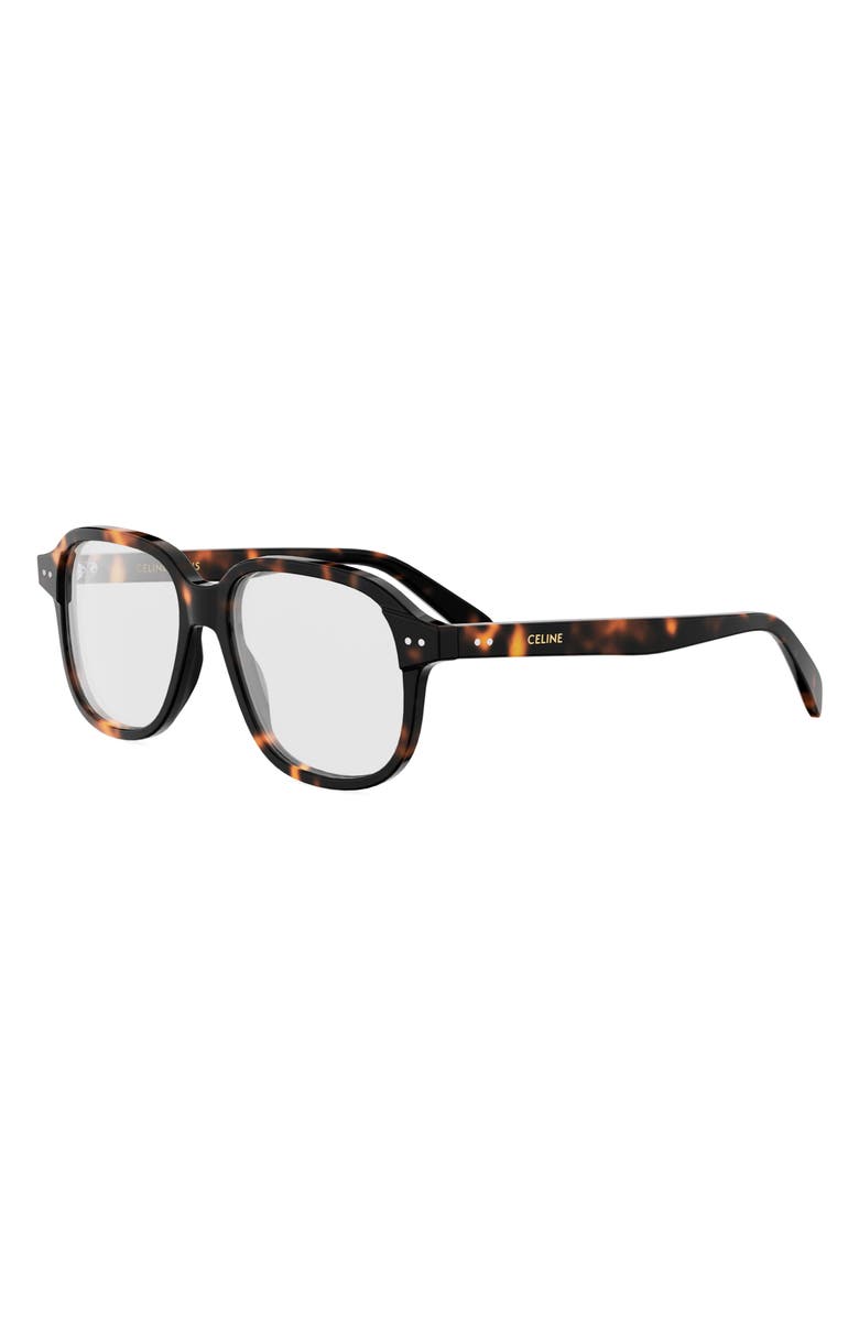 CELINE 54mm Thin Geometric Optical Glasses, Alternate, color, Dark Havana