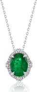 SOUZANA by Suzy Levian 14K Gold 2.86cttw Oval-Cut Emerald & 0.18cttw Diamonds Pendant Necklace