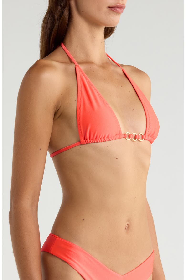 Trio Ring Triangle Bikini Top, Alternate, color, GUAVA GLOW