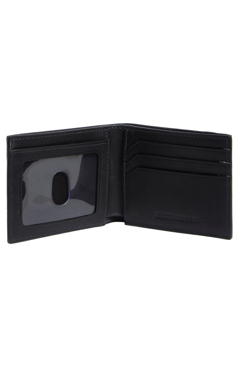 Johnston & Murphy Waxy Leather Bifold, Alternate, color, Navy