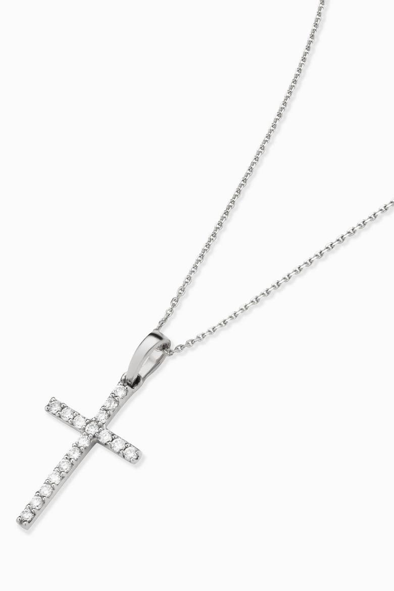 14K Gold Faith Diamond Cross Pendant Necklace, Alternate, color, White Gold - Diamonds
