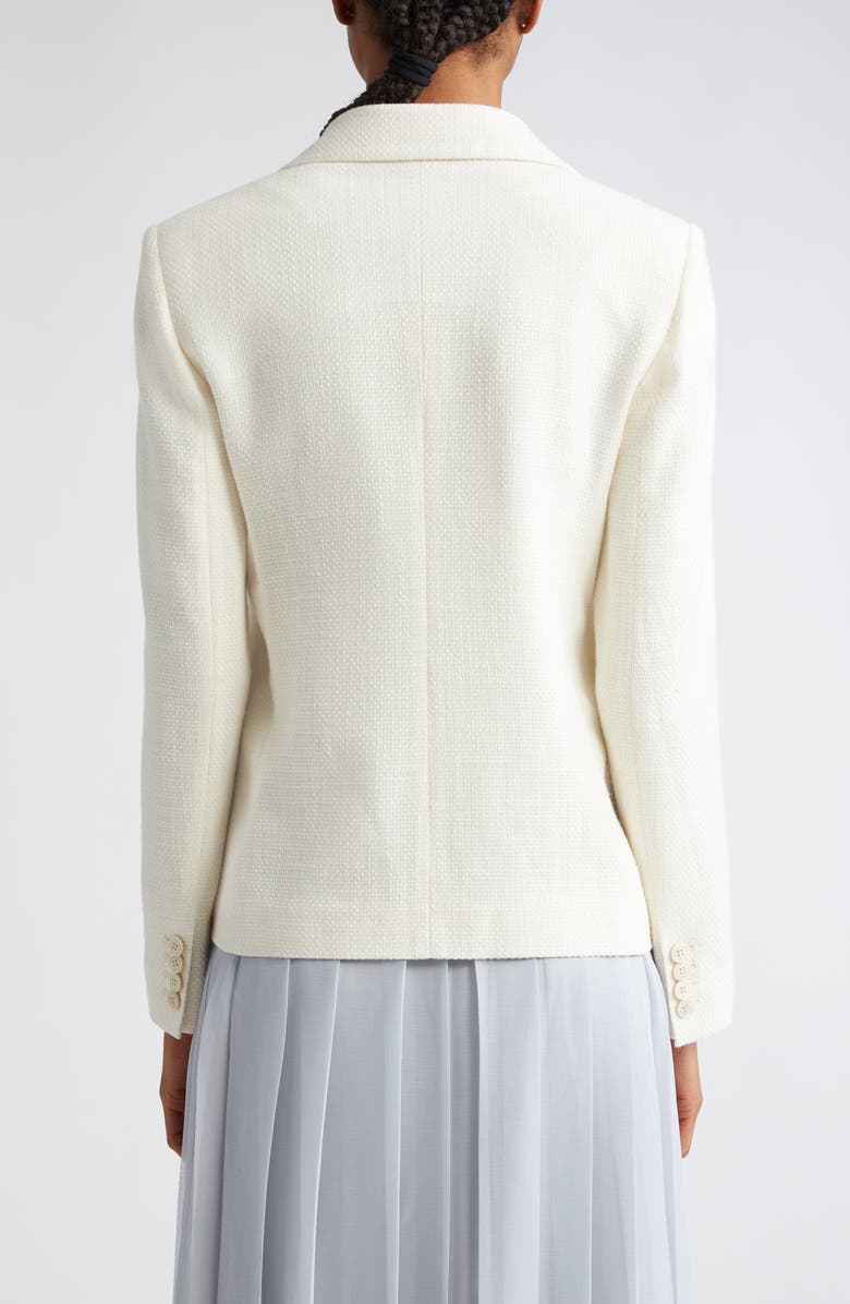 Eleventy Double Breasted Crosshatch Cotton Blend Blazer, Alternate, color, Ivory