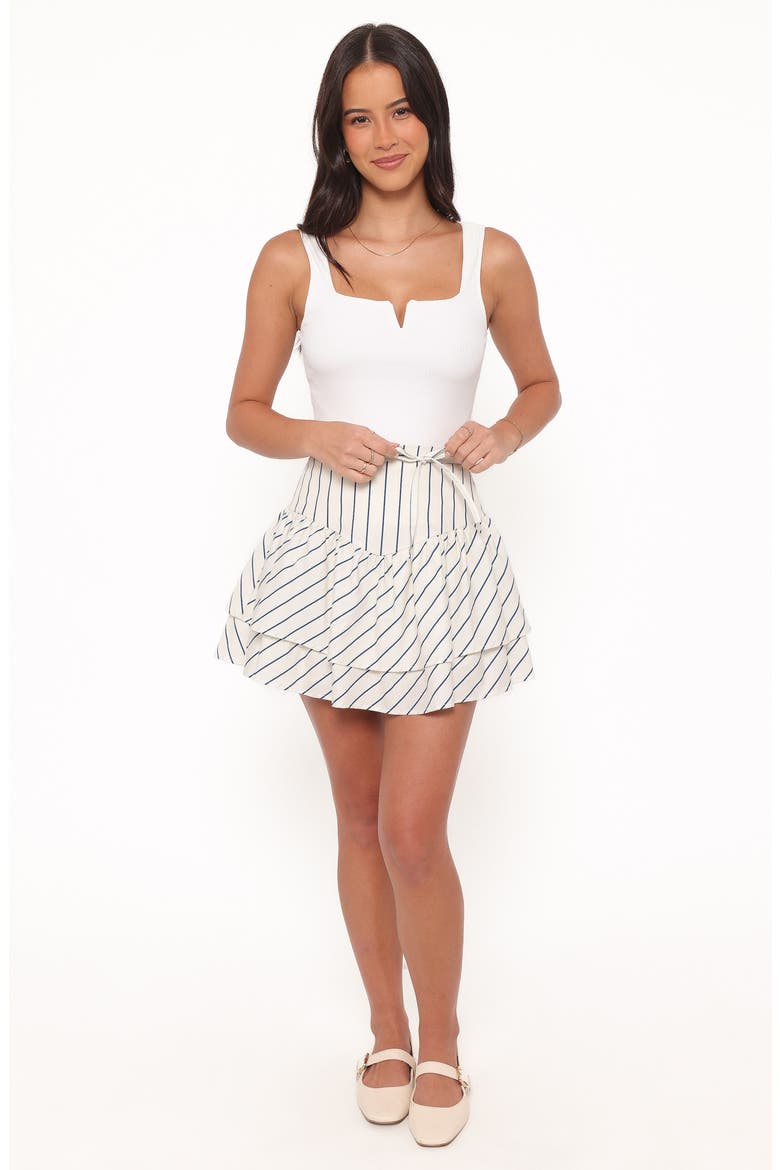 Sybella Striped Ruffle Miniskirt, Alternate, color, YELLOW/ BLUE STRIPE