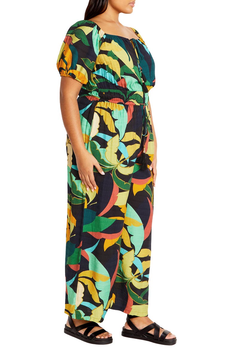 Erica Palm Print Wide Leg Jumpsuit, Alternate, color, BARBADOS