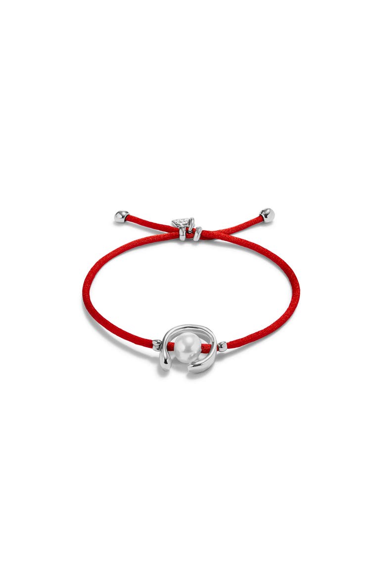 Sterling silver-plated red thread bracelet with shell pearl accessory, Main, color, Silver
