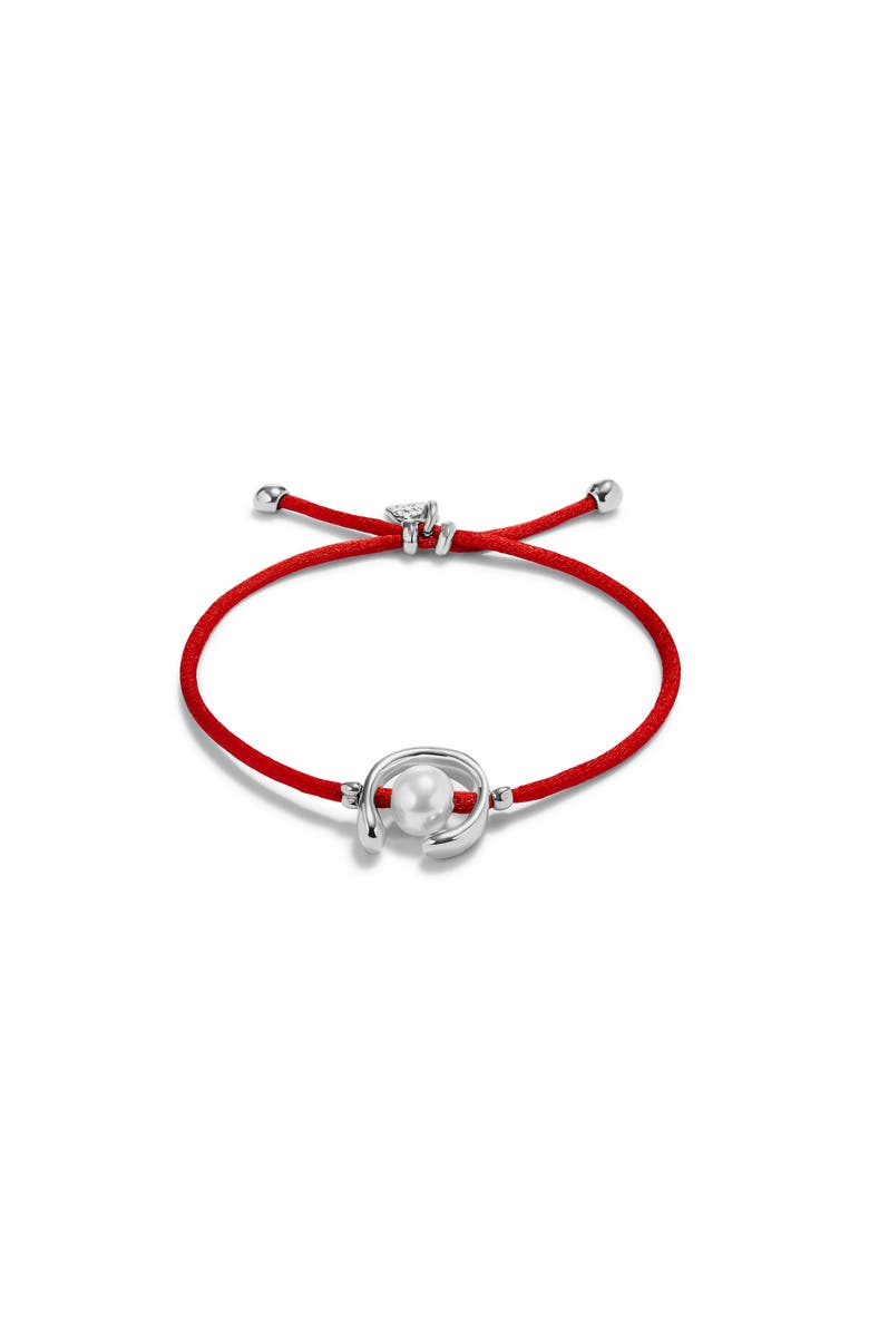 UNODE50 Sterling silver-plated red thread bracelet with shell pearl accessory, Main, color, Silver