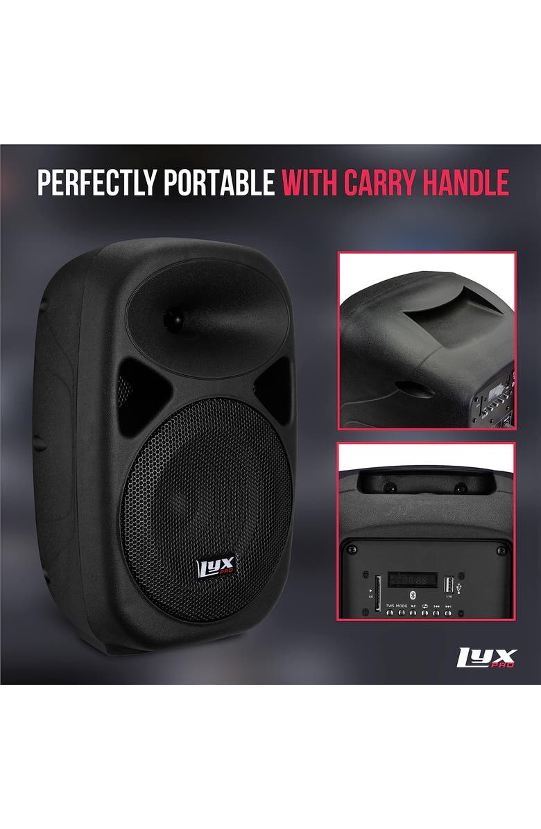 Lyxpro Rechargeable Battery PA Speaker System with Equalizer, SD Slot, and Bluetooth, Alternate, color, Black