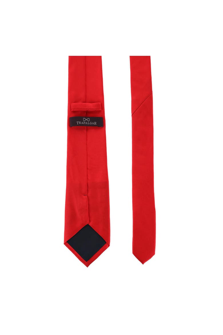 Sutton Solid Color Silk Necktie, Alternate, color, Red