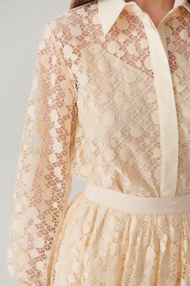 Noelle Cotton Lace Shirt, Alternate, color, BONE