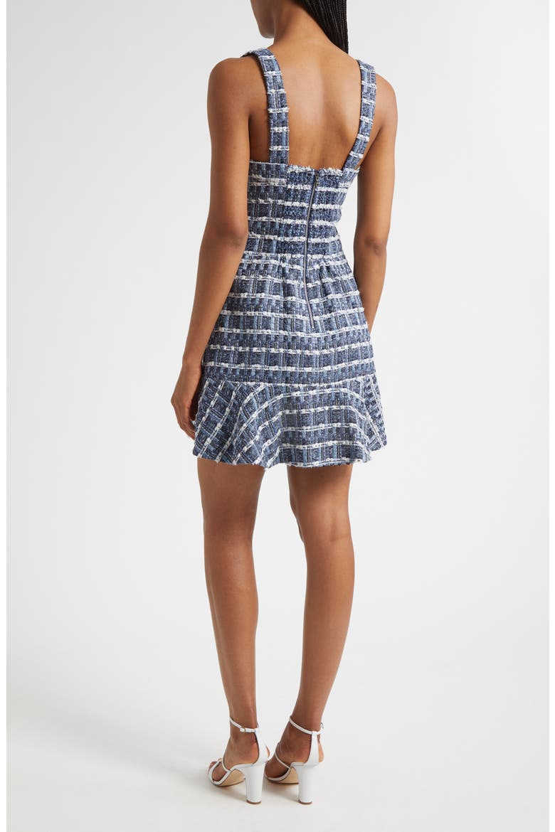 Kaidra Square Neck Tweed Minidress, Alternate, color, INDIGO