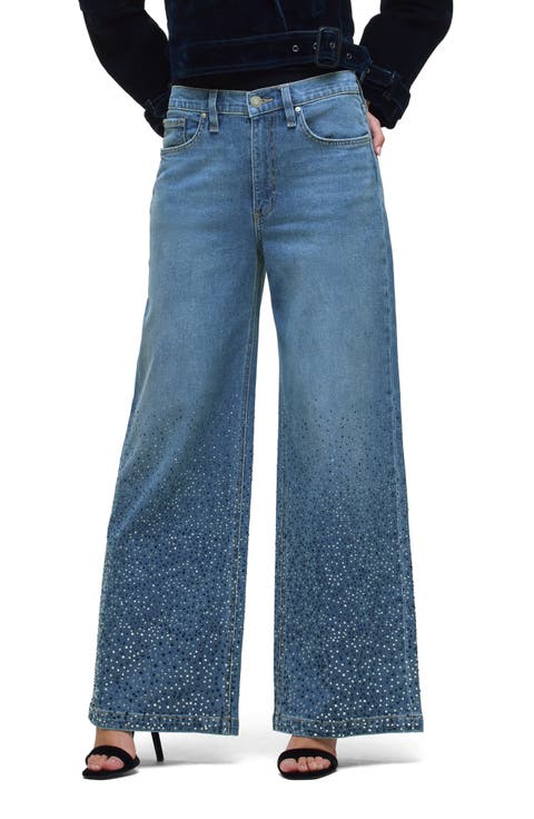 Jodie Embellished High Waist Wide Leg Jeans