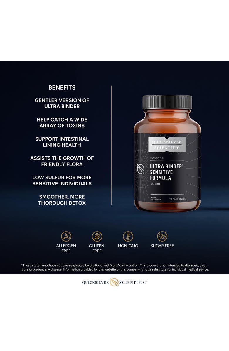Quicksilver Scientific Ultra Binder Sensitive Formula Gentle Gut Detox Powder, Alternate, color, NO COLOR