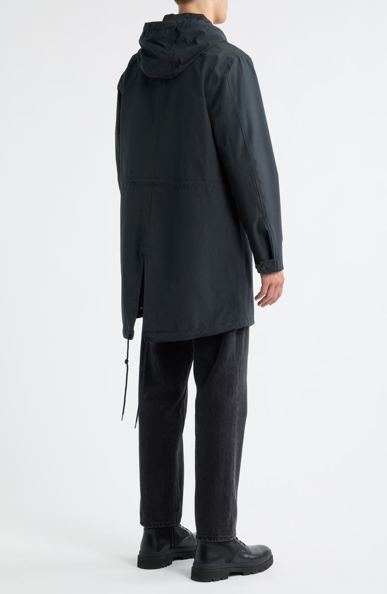 Schott NYC Waterproof Hooded Cotton Blend Fishtail Coat, Alternate, color, Black