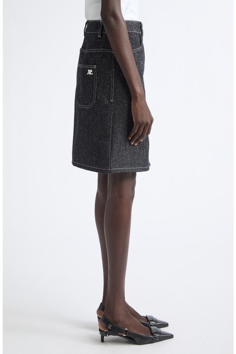 Denim Tweed Pencil Skirt, Alternate, color, BLACK/ HERITAGE WHITE