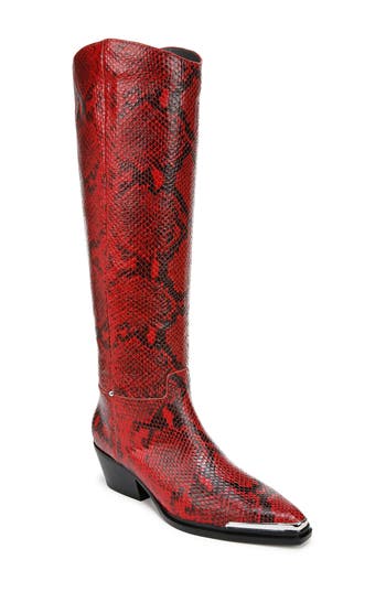 Franco Sarto Billie Knee High Western Boot In Red