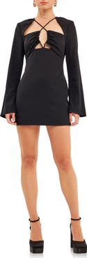 Endless Rose Crossover Cutout Long Sleeve Minidress