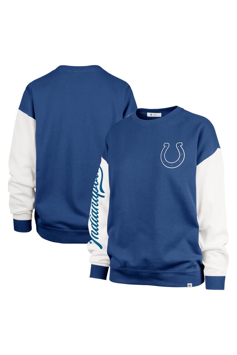 Women's '47  Royal Indianapolis Colts Double Header Rise Andie Pullover Sweatshirt, Main, color, Royal