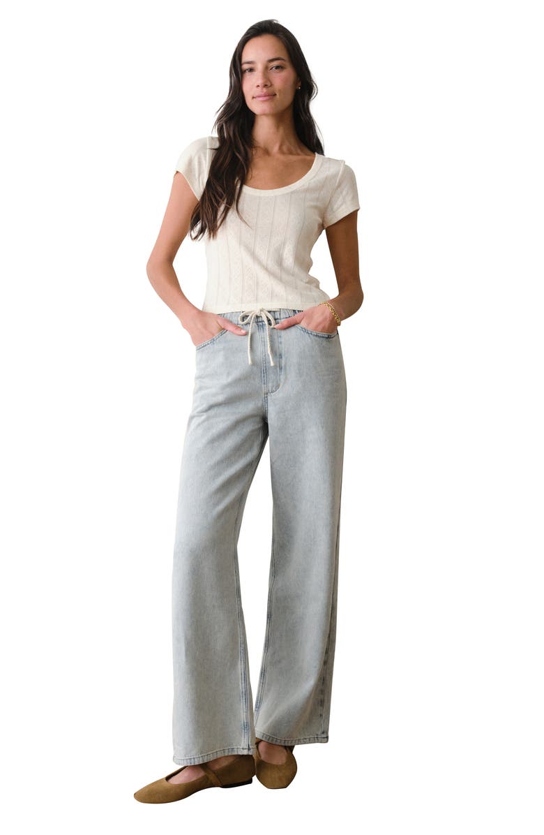 Marine Layer Lexi Pointelle Scoop Neck T-Shirt, Alternate, color, Antique White