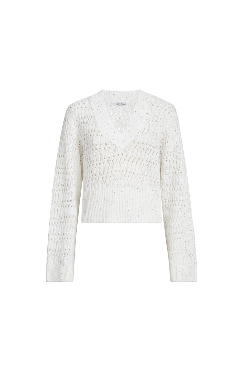 Brunello Cucinelli Dazzling braids sweater, Alternate, color, White