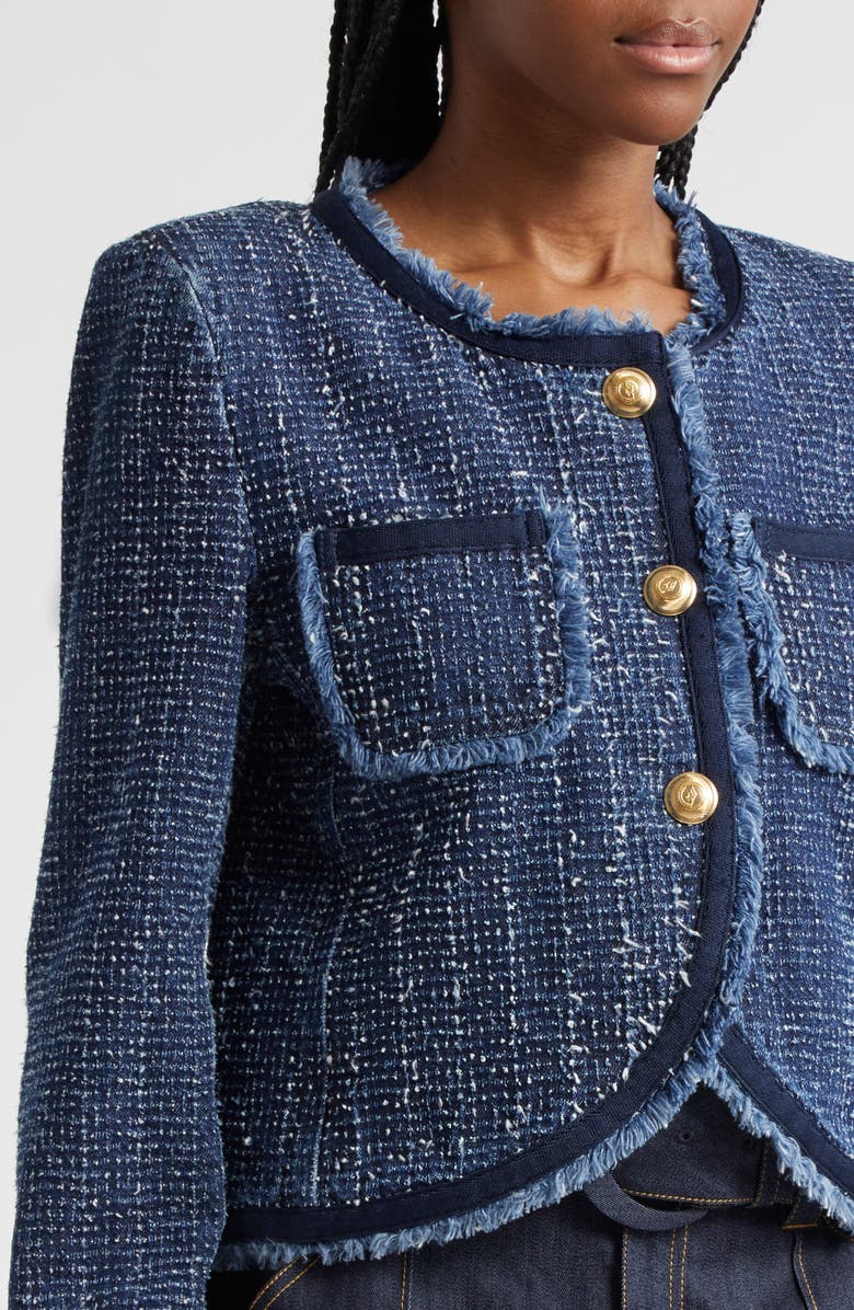 Cinq à Sept Zanda Cotton Tweed & Denim Jacket, Alternate, color, 