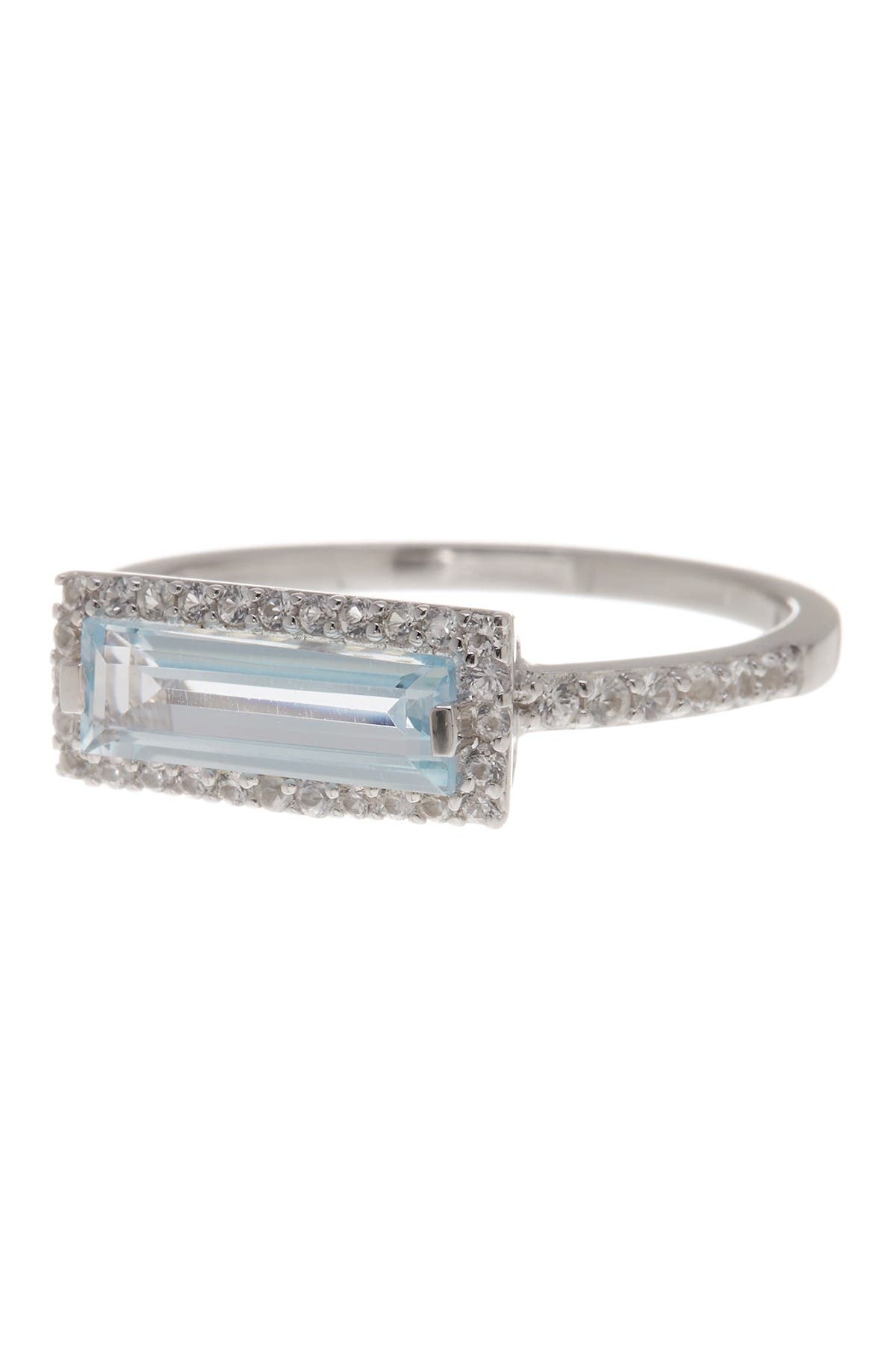 DELMAR Sterling Silver Blue Topaz & Sky White Sapphire Ring