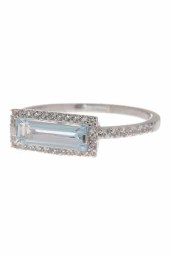 DELMAR Sterling Silver Blue Topaz & Sky White Sapphire Ring