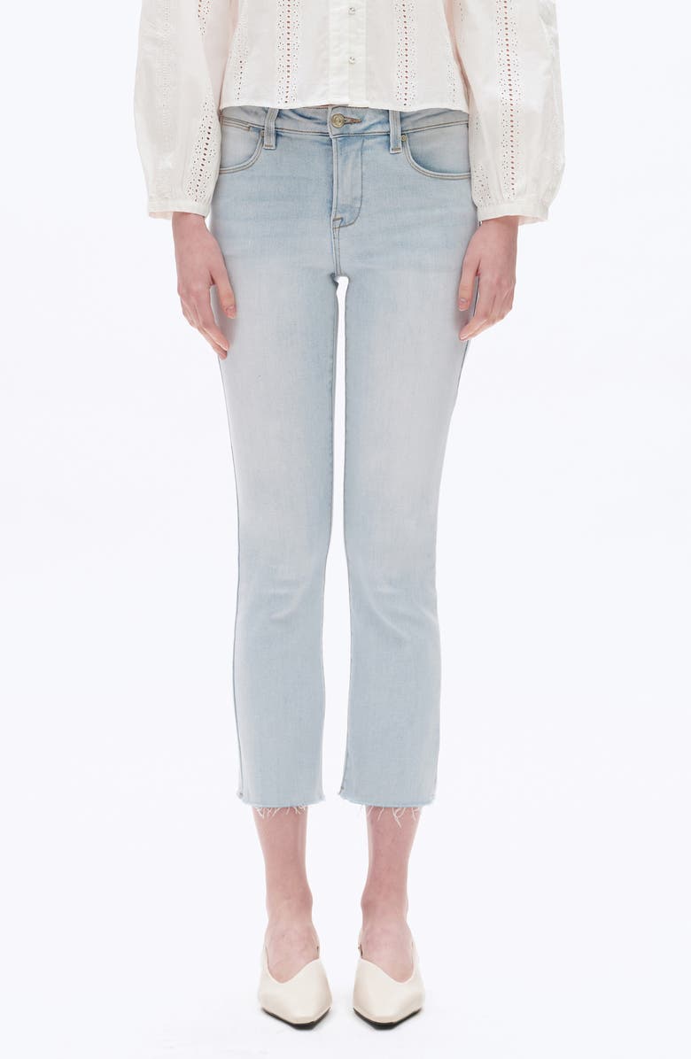 Bayeas Raw Hem Crop Straight Leg Jeans, Main, color, Wathet