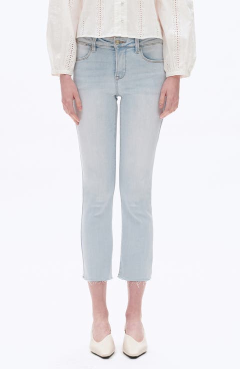 Raw Hem Crop Straight Leg Jeans
