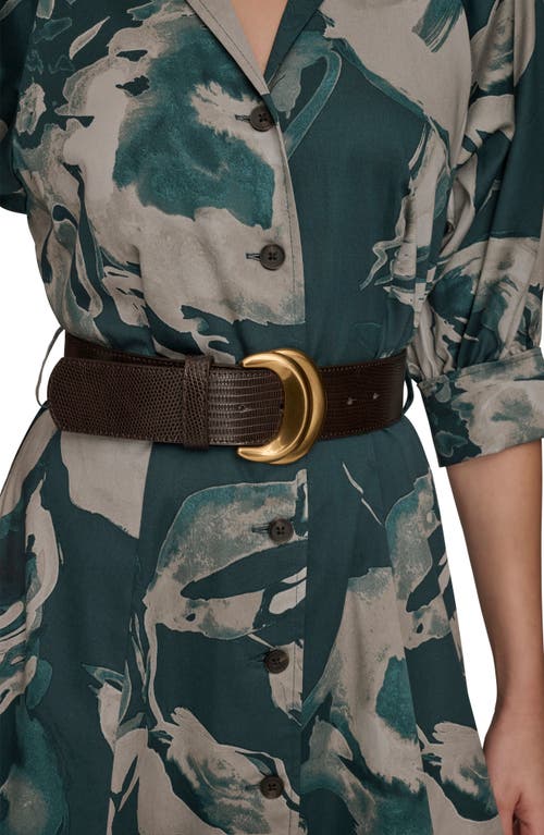 Donna Karan Abstract Floral Belted Midi Shirtdress In Green
