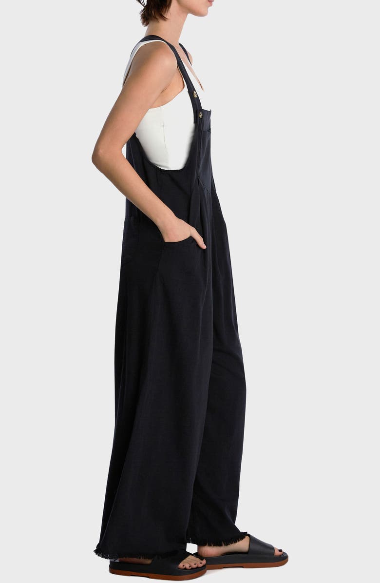 Billy T Claire Wide Leg Denim Overalls, Alternate, color, Ink