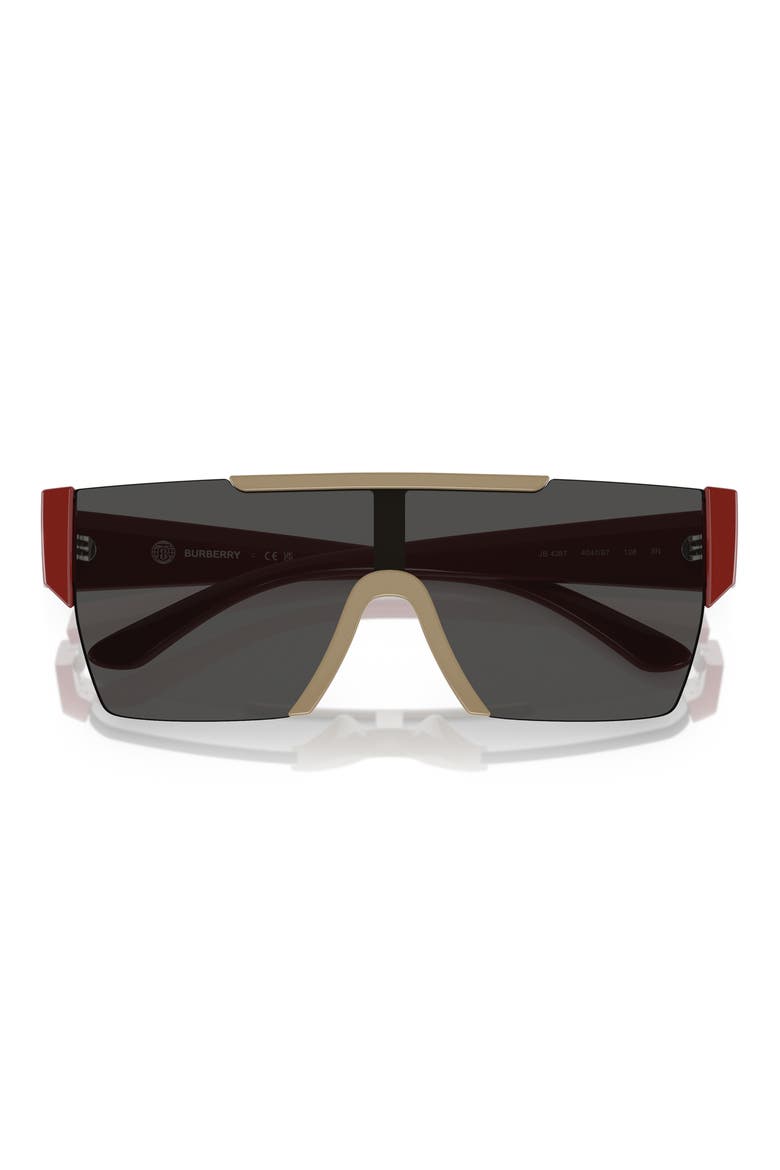 Kids' 28mm Flat Top Shield Sunglasses, Alternate, color, BEIGE / DARK GREY