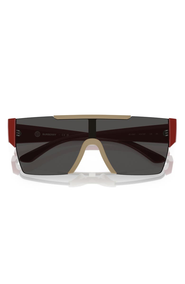 Burberry Kids' 28mm Flat Top Shield Sunglasses, Alternate, color, Beige / Dark Grey