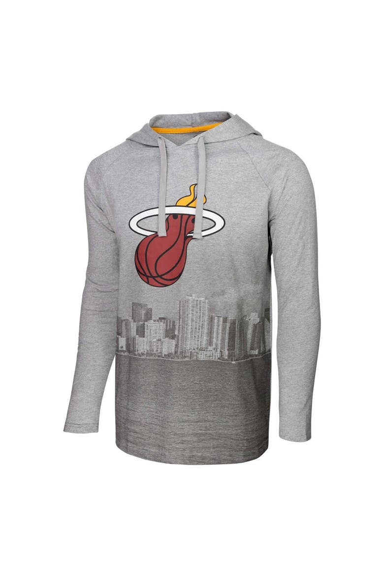 Men's Stadium Essentials Heather Gray Miami Heat Atrium Raglan Long Sleeve Hoodie T-Shirt, Alternate, color, Heather Gray