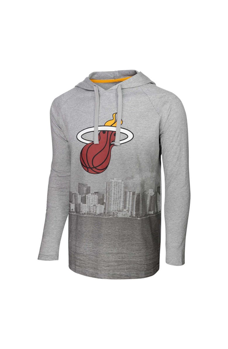 Stadium Essentials Men's Stadium Essentials Heather Gray Miami Heat Atrium Raglan Long Sleeve Hoodie T-Shirt, Alternate, color, Heather Gray