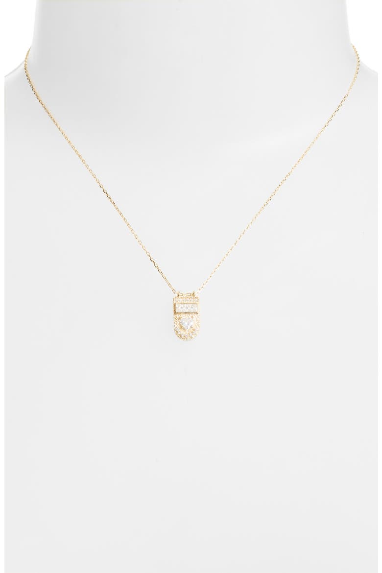 Cubic Zirconia Sterling Medallion Necklace, Alternate, color, GOLD