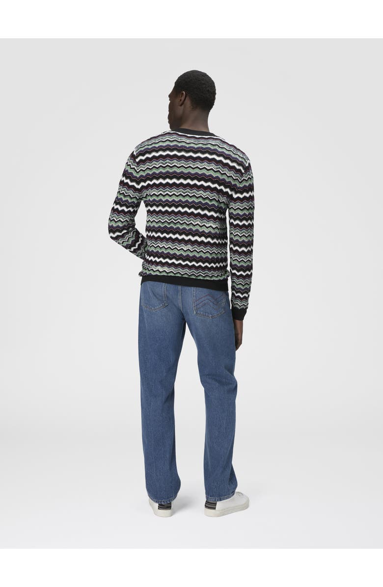 Missoni Cardigan In Wool-cotton Blend With Zigzag, Alternate, color, Blue
Green