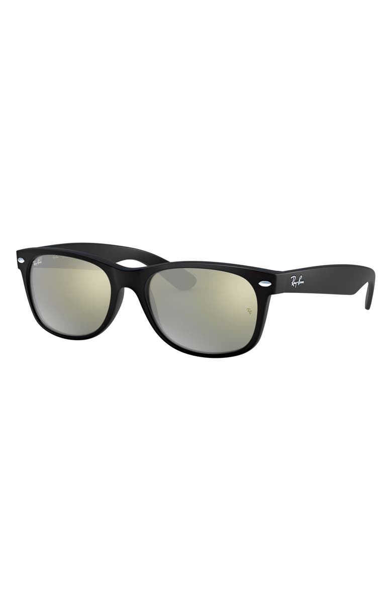 Ray-Ban 
New Wayfarer
 55mm Sunglasses, Alternate, color, Rubber Black/Grn Silver Mirror