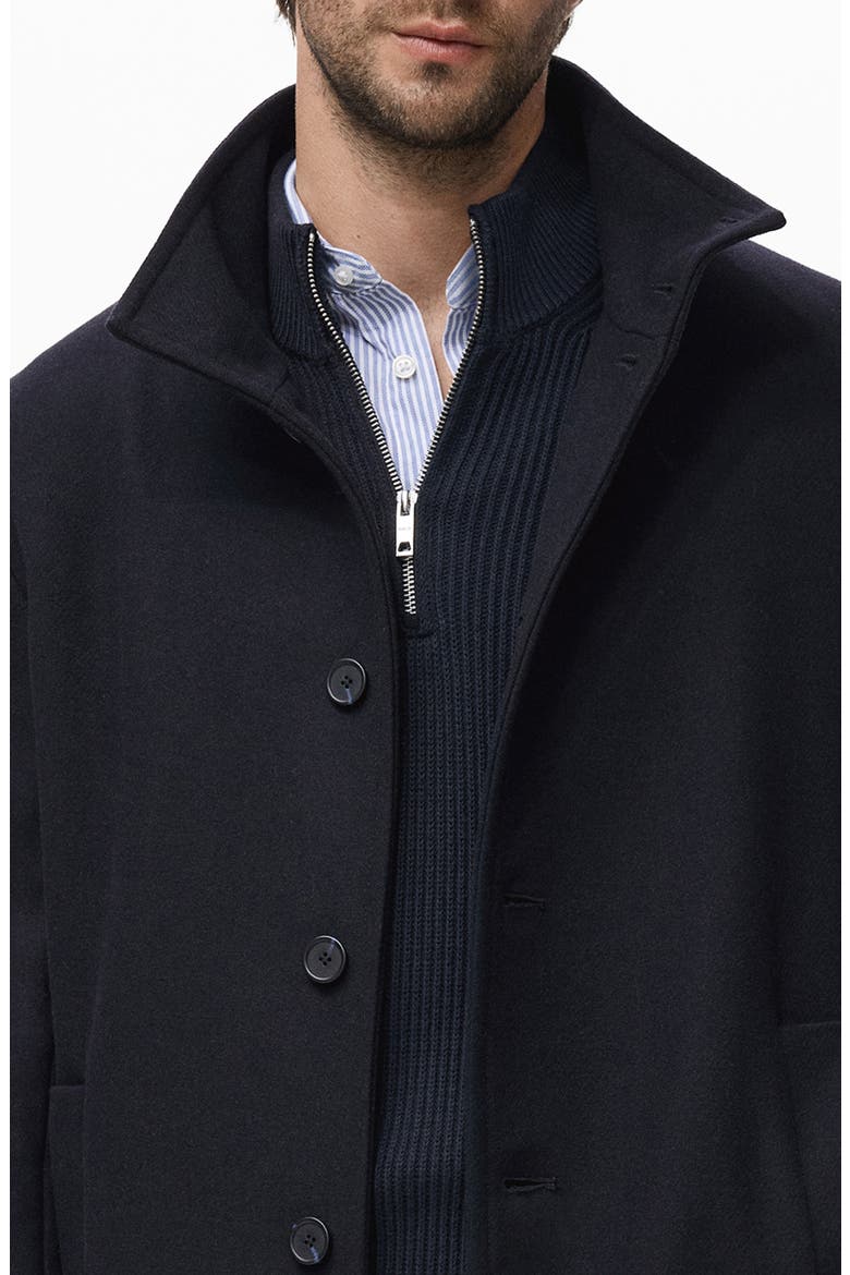 Wool Blend Funnel Neck Coat, Alternate, color, NAVY