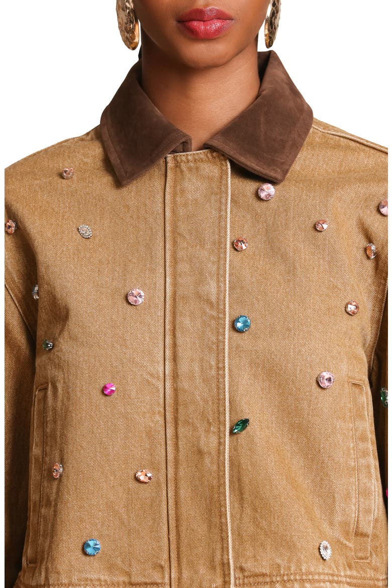 Embellished Cropped Barn Jacket, Alternate, color, CAMEL