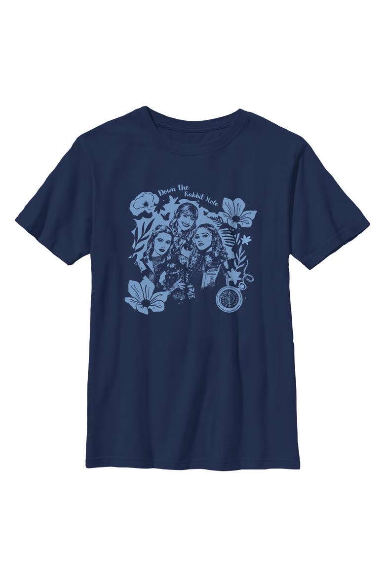 Boy's Descendants Wicked Wonderland Down the Rabbit Hole  Graphic T-Shirt, Main, color, Navy Blue
