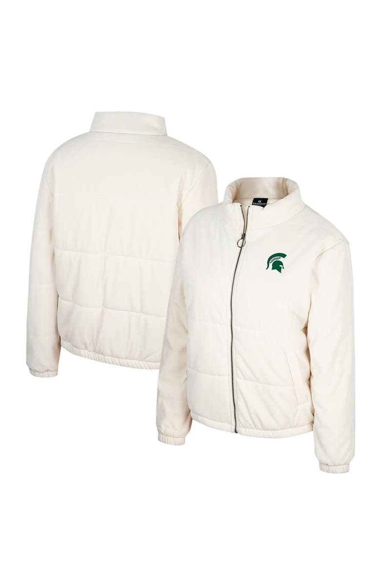 COLOSSEUM Women's Colosseum Cream Michigan State Spartans So Hot Right Now Quilted Puffer Full-Zip Jacket, Alternate, color, 